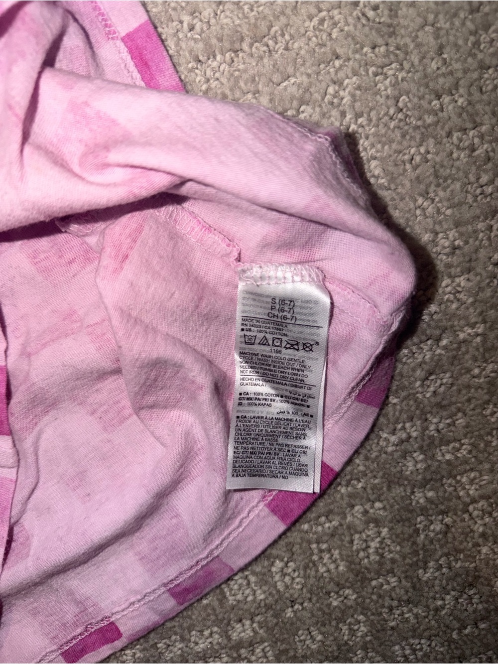 Kids Pink Checkered ”Love Life” Shirt Size S - Picture 5 of 5